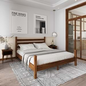 Urban Model Ceviz Renk Çam Ahşap Karyola