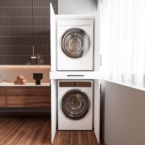 RENAZZO Çamaşır Makinesi Dolabı Kurutma Makinesi Çekmeceli Dolabı %100 Mdf