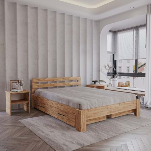 4 Çekmeceli Atlantik Letto Mdf Karyola | Tek Ve Çift Kişilik Yatak Uyumlu, Kolay Kurulum