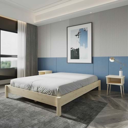 LOFT Model Vernikli Çam Ahşap Karyola