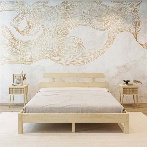 Lotus Model Vernikli Çam Ahşap Karyola