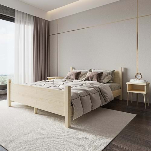 Melodi Model Vernikli Çam Ahşap Karyola