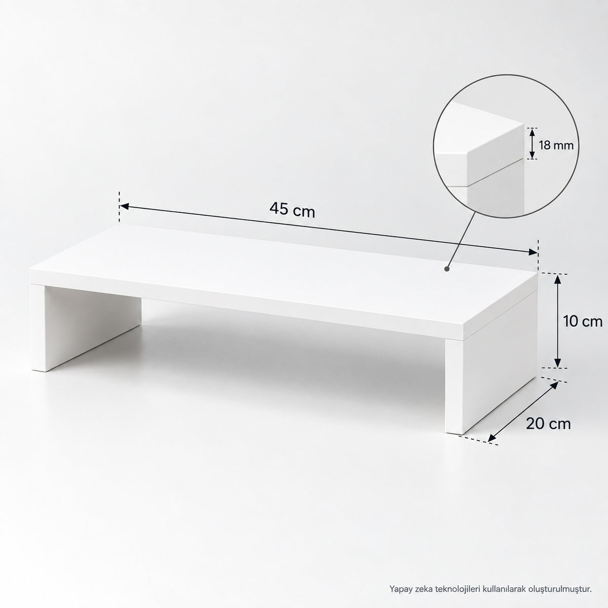 Monitör Yükseltici Beyaz 45x20x10 cm teknik ölçü