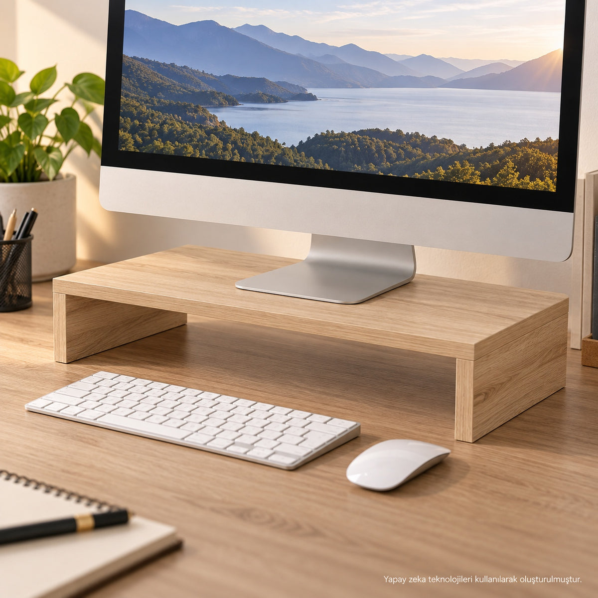 Monitör Yükseltici Atlantik Çam ofis kullanım görseli