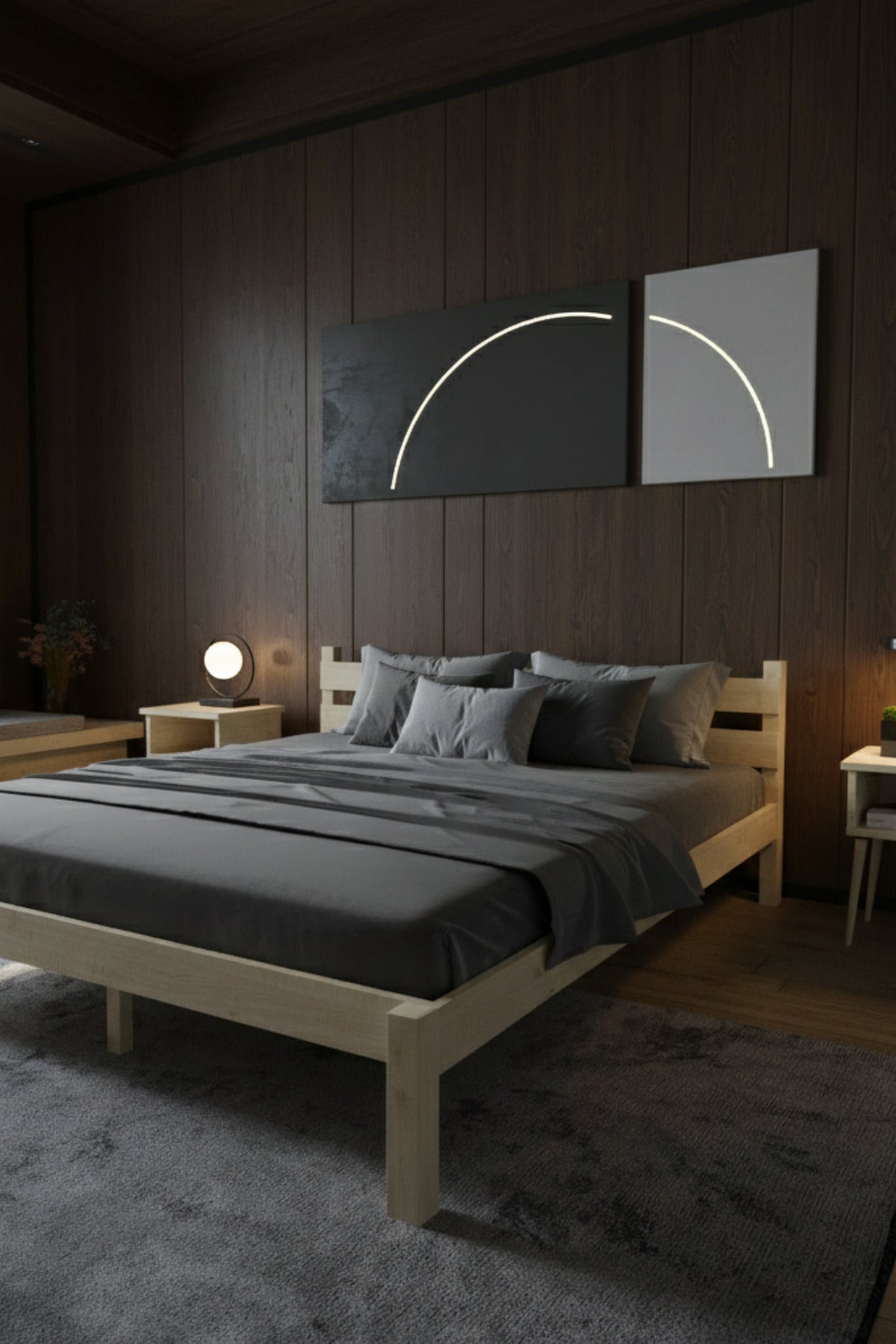 Letto Model Masif Ahşap Karyola 100x200 Doğal