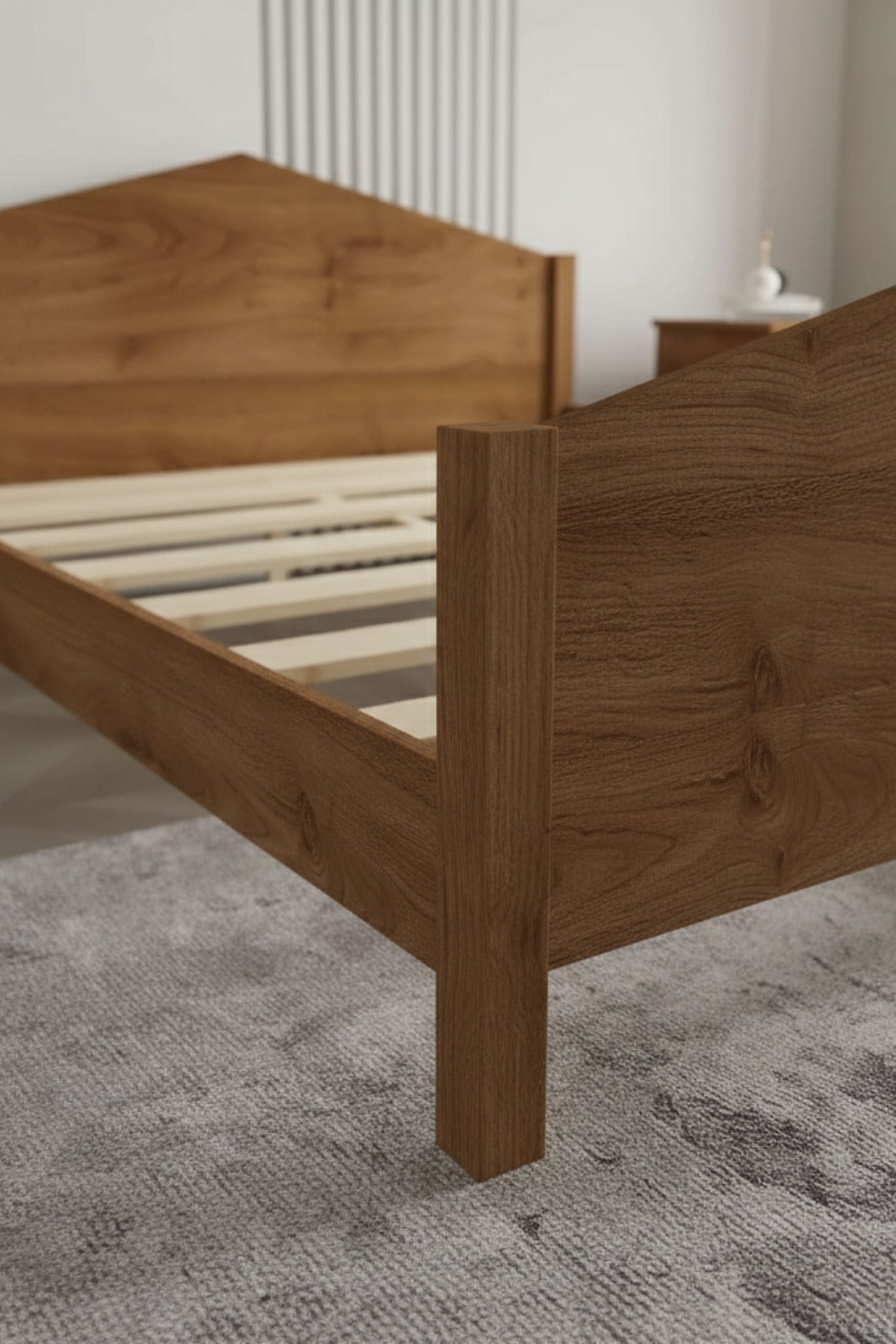 Mi̇lano Piramit Model Masif Ahşap Karyola 90x190 Ceviz