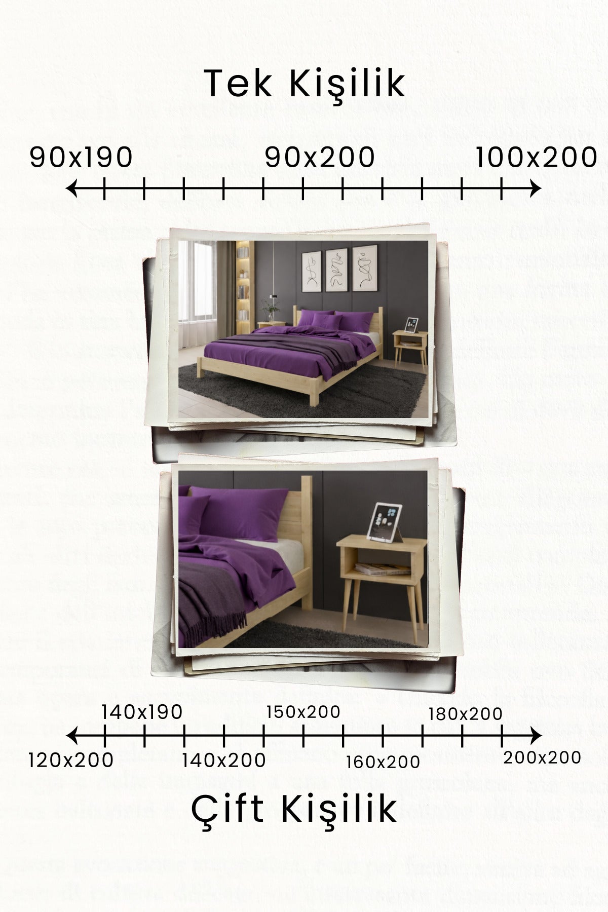 Mi̇rage Model Masif Ahşap Karyola 2 Adet Komodin 90x200 Doğal