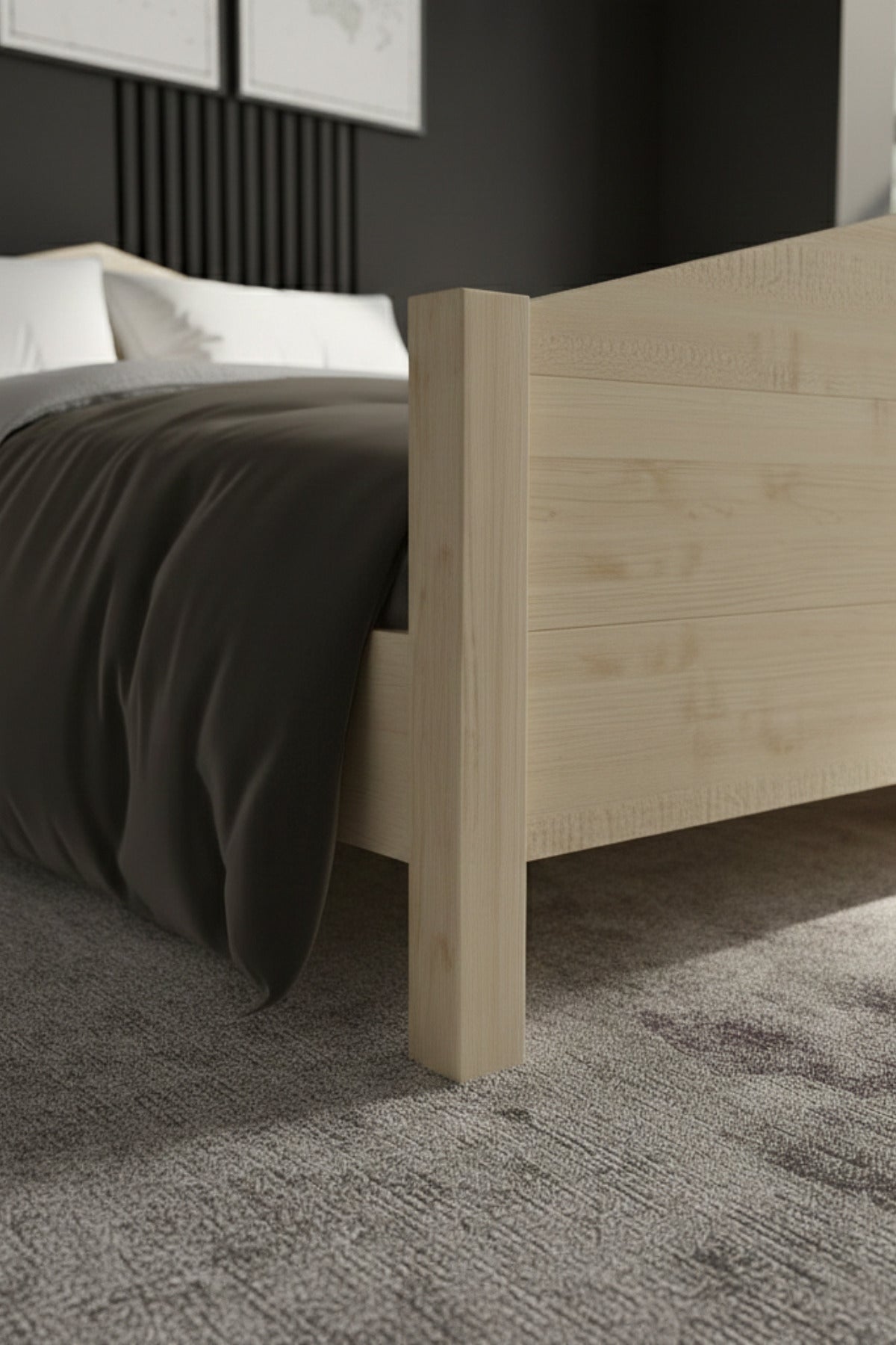 Mi̇lano Piramit Model Masif Ahşap Karyola 120x200 Doğal