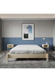 Loft Model Masif Ahşap Karyola 2 Adet Komodin 90x190 Doğal