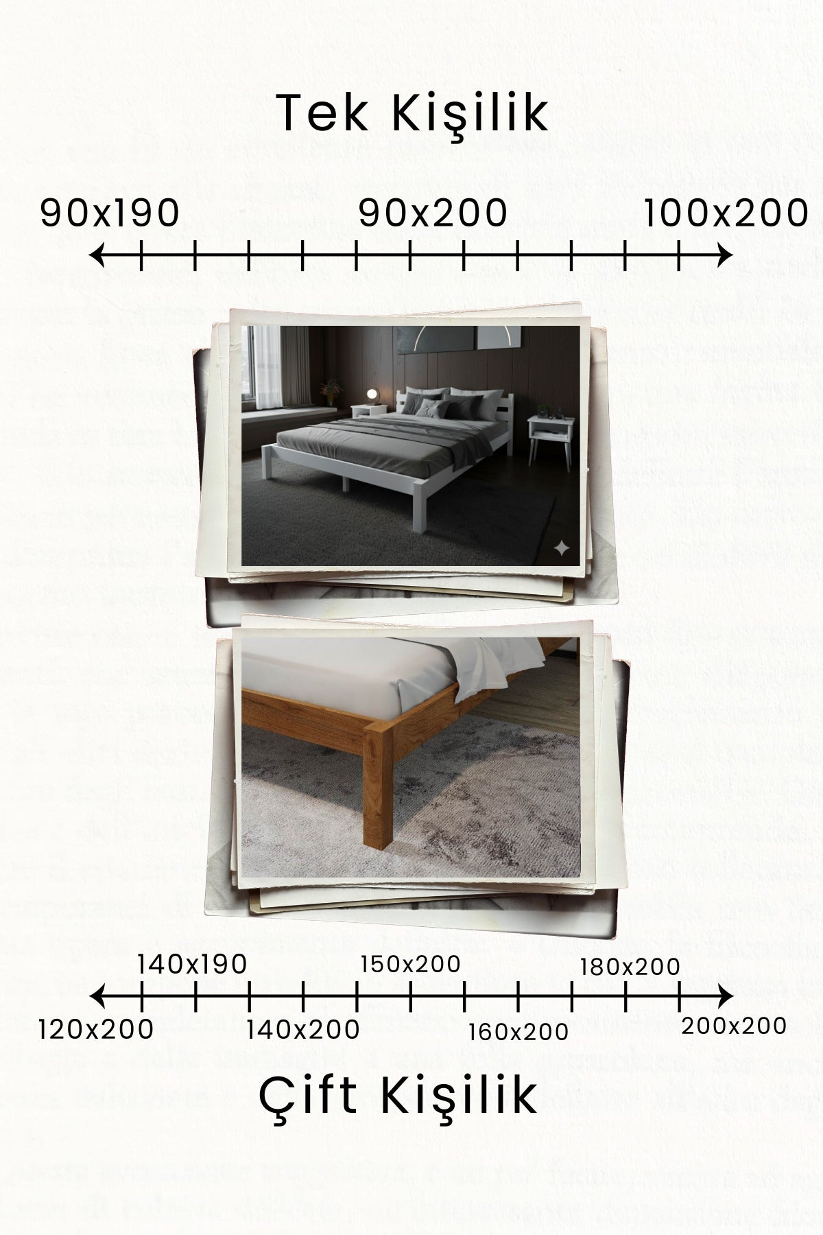 Letto Model Masif Ahşap Karyola 100x200 Ceviz