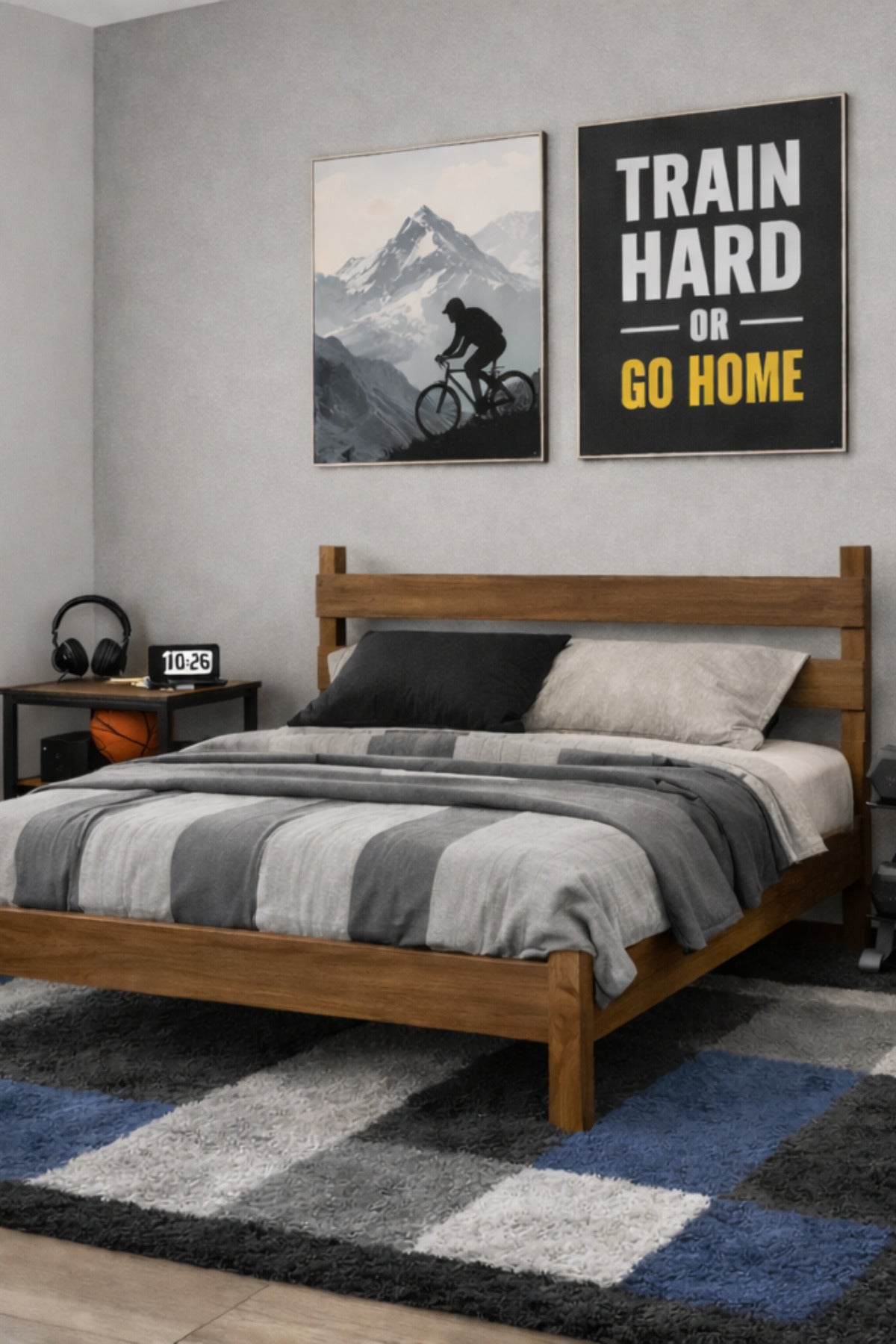Natura Model Masif Ahşap Karyola 2 Adet Komodin 90x190 Ceviz