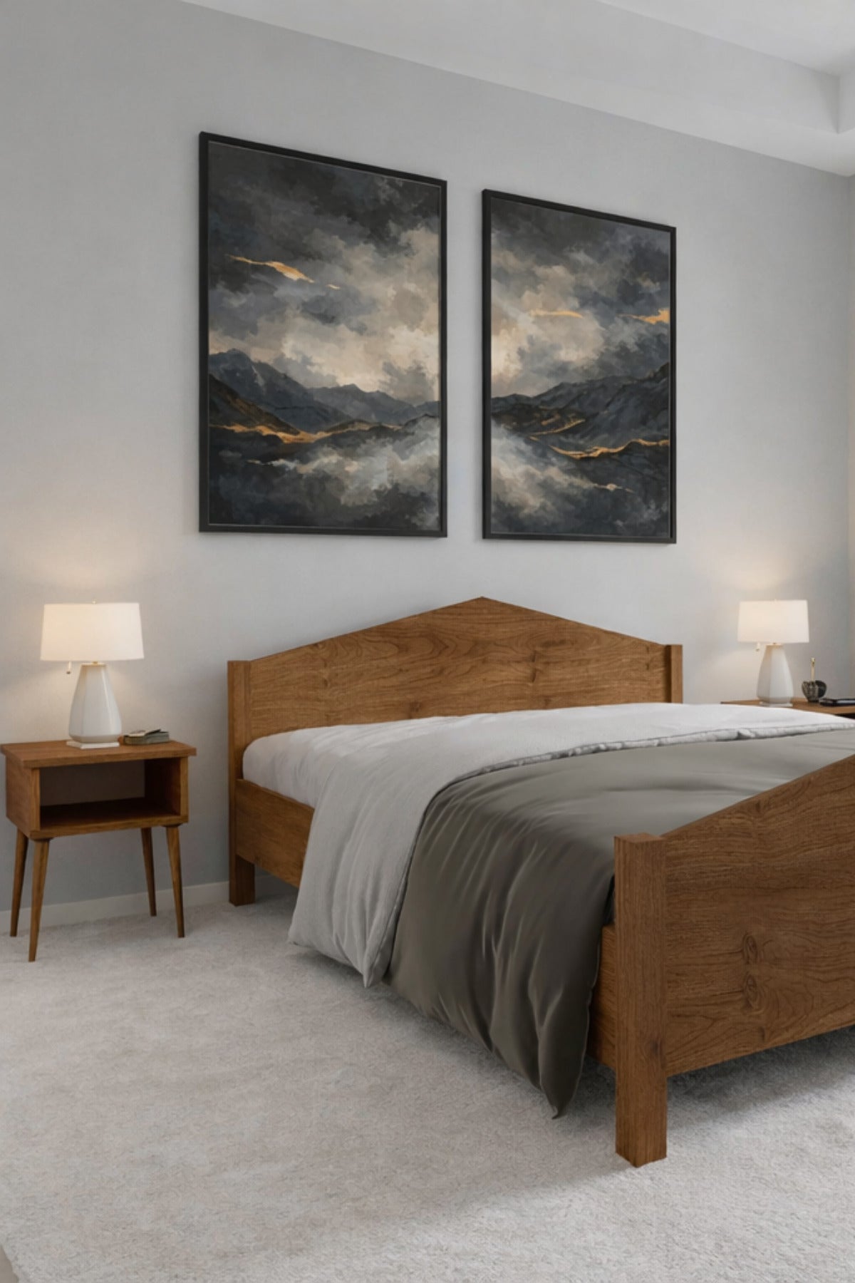 Mi̇lano Model Masif Ahşap Karyola 2 Adet Komodin 200x200 Doğal