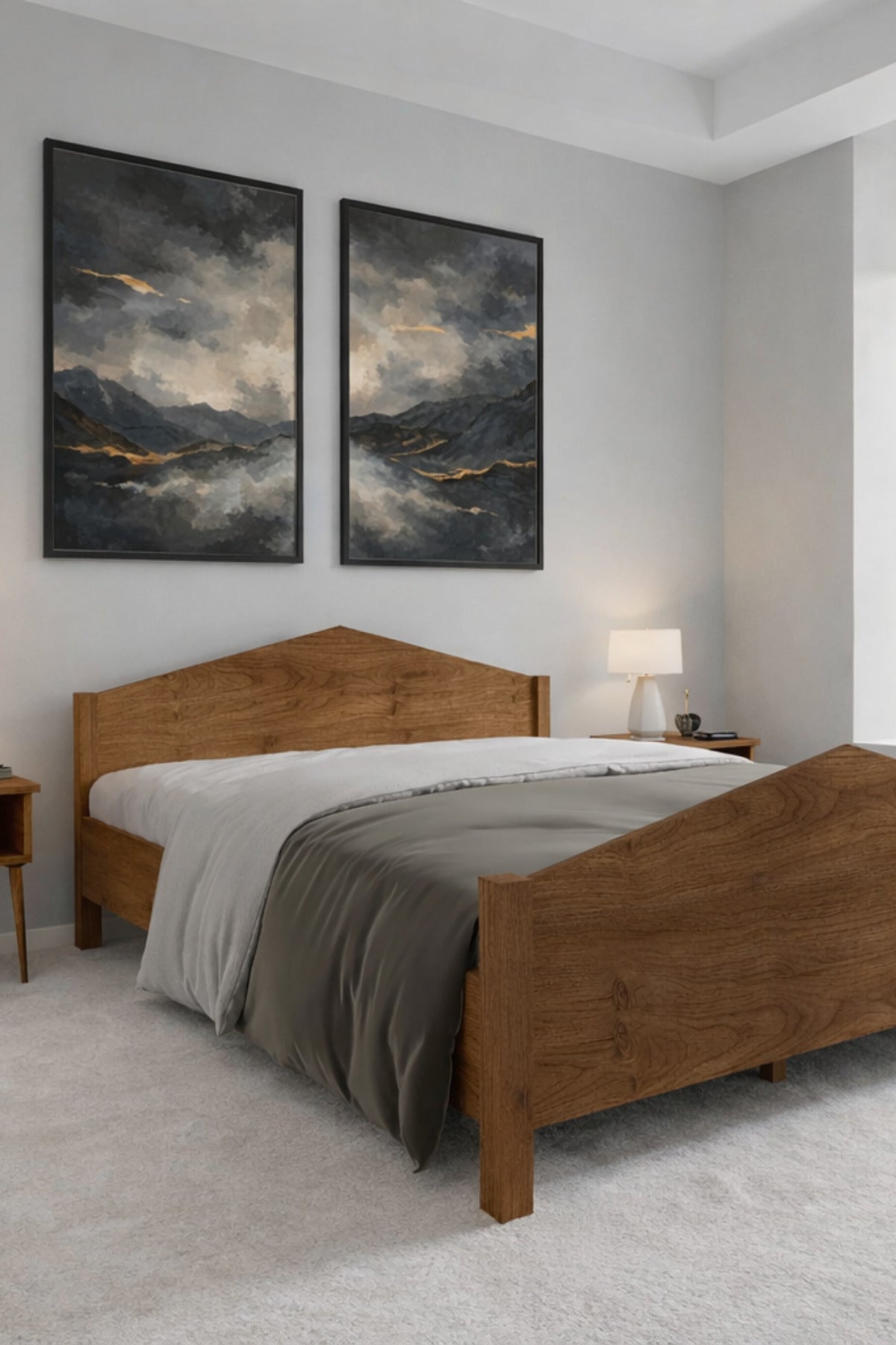 Mi̇lano Piramit Model Masif Ahşap Karyola 180x200 Doğal