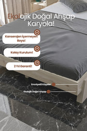 Lotus New Model Masif Ahşap Karyola 90x190 Doğal