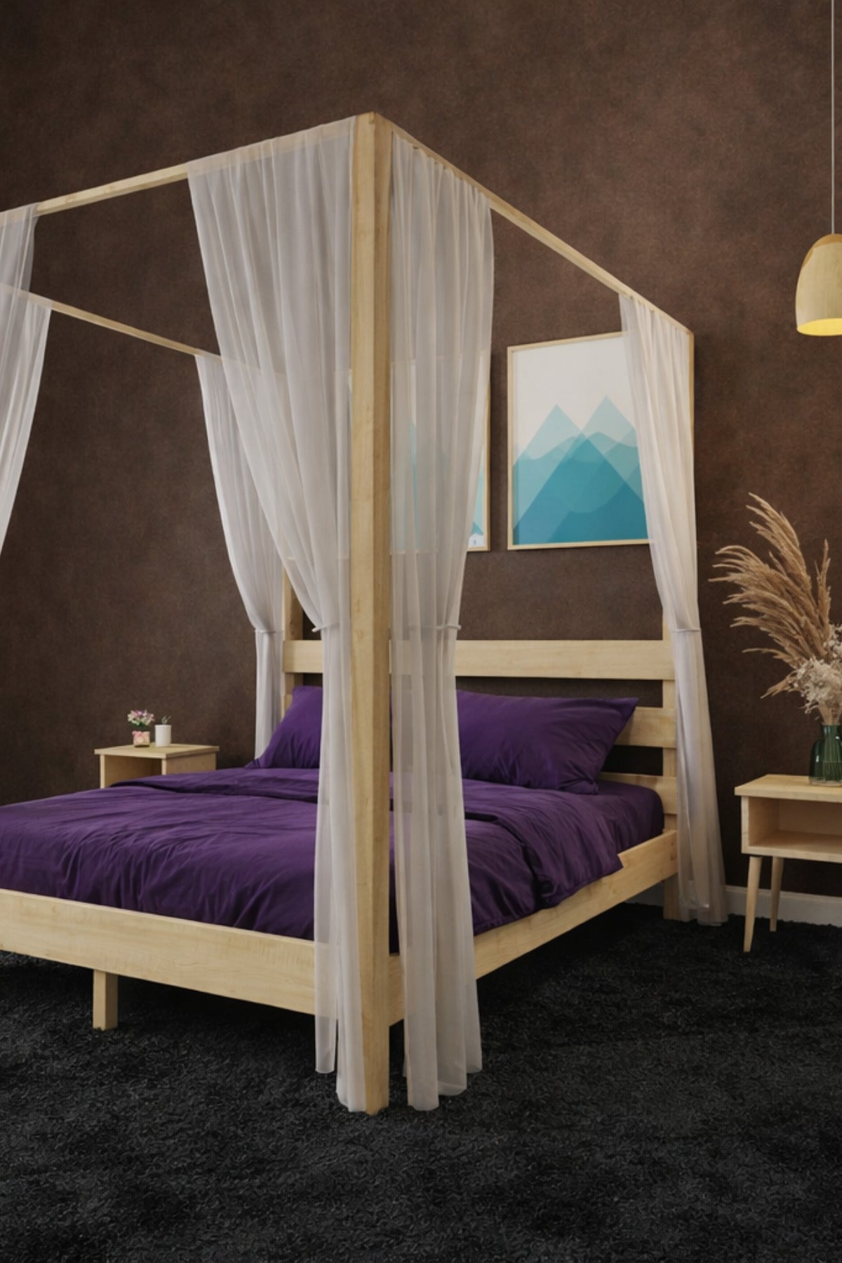 Natura Ci̇bi̇nli̇kli̇ Model Masif Ahşap Karyola 100x200 Doğal