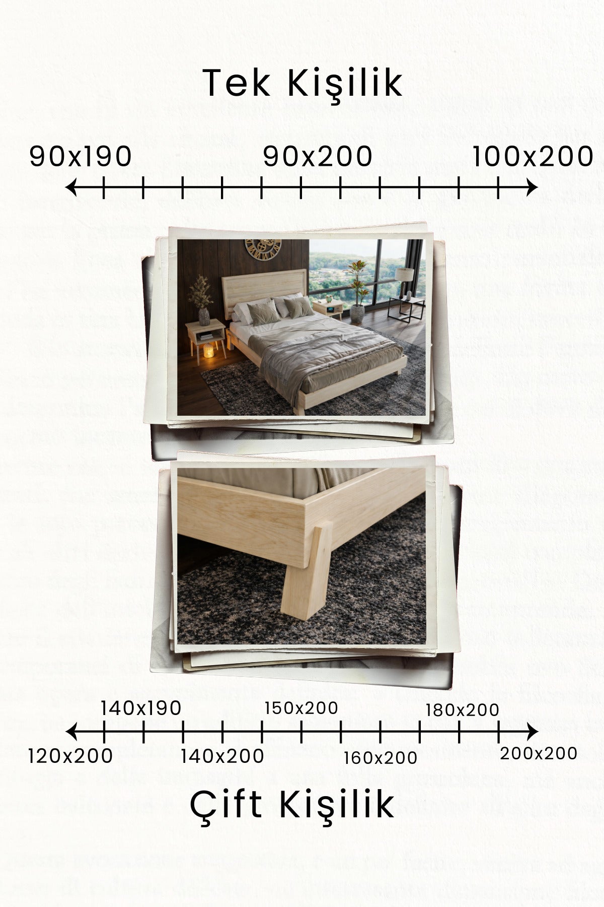 Hüma Model Yatay Başlıklı Masif Ahşap Karyola 120x200 Ceviz