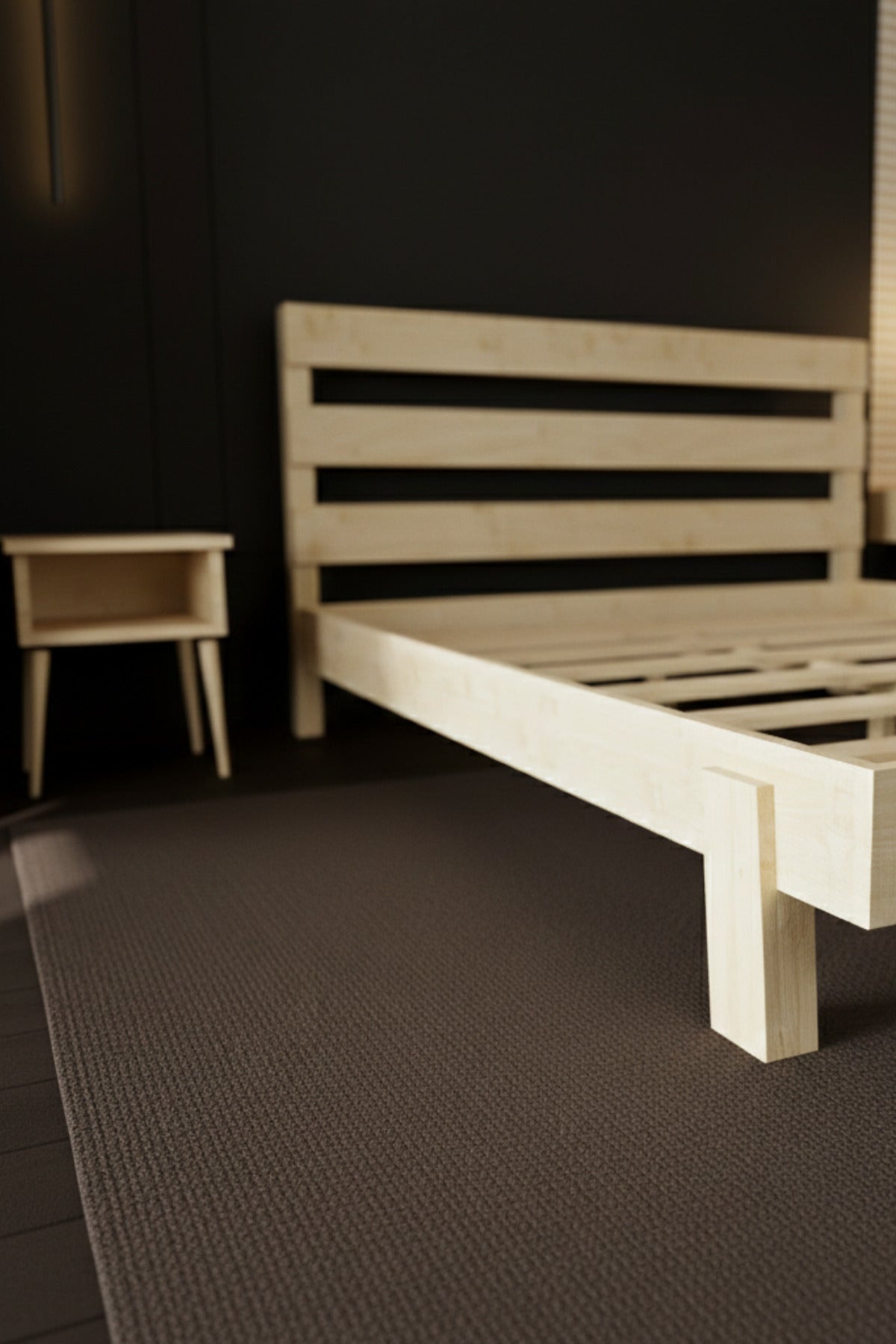 Natura New Model Masif Ahşap Karyola 2 Adet Komodin 120x200 Doğal