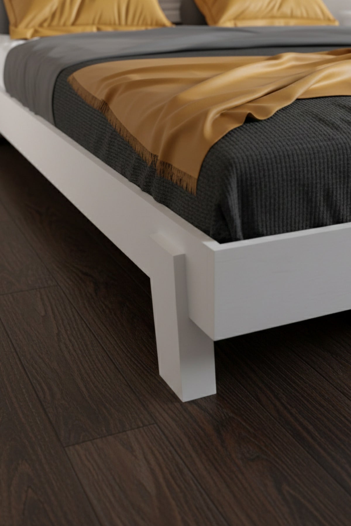 Ebruli̇ Model Yatay Başlıklı Masif Ahşap Karyola 160x200 Vernikli