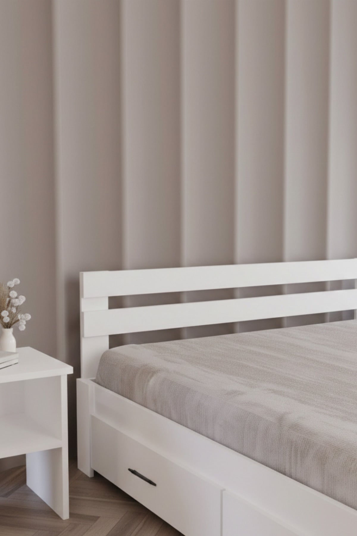 Letto 4 Çekmeceli MDF Karyola 140x190 Beyaz