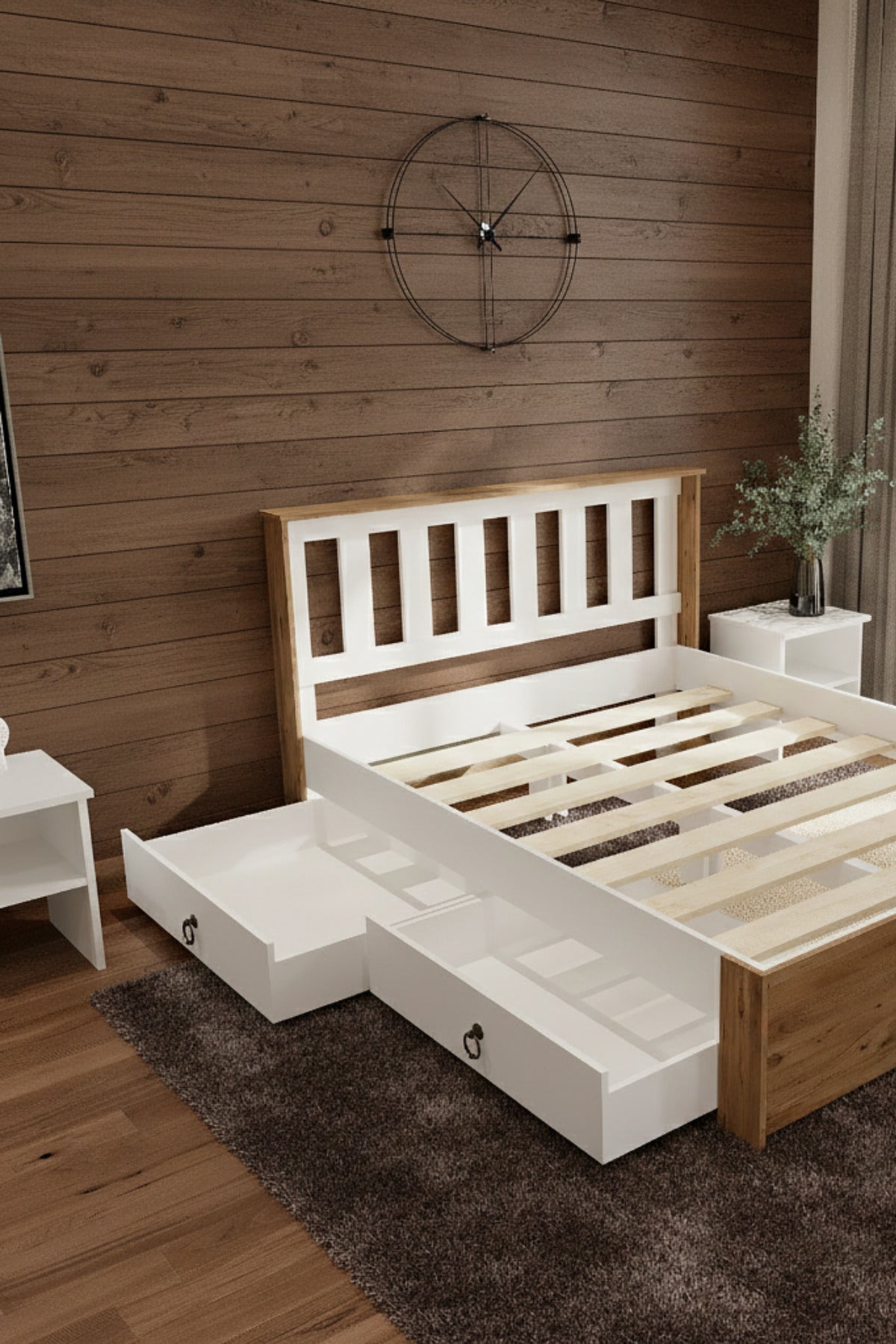 Stark 4 Çekmeceli MDF Karyola 140x190 Atlantik Çam