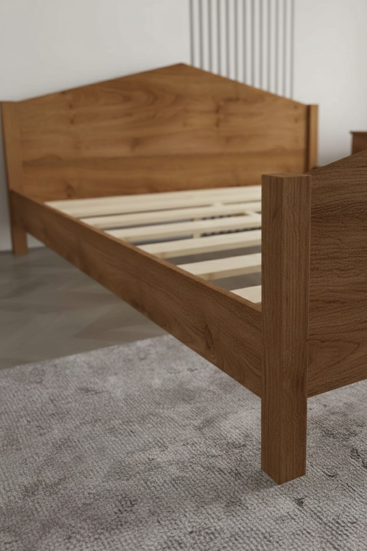 Mi̇lano Model Masif Ahşap Karyola 2 Adet Komodin 120x200 Ceviz