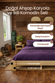 Soft Model Masif Ahşap Karyola 2 Adet Komodin 90x190 Doğal