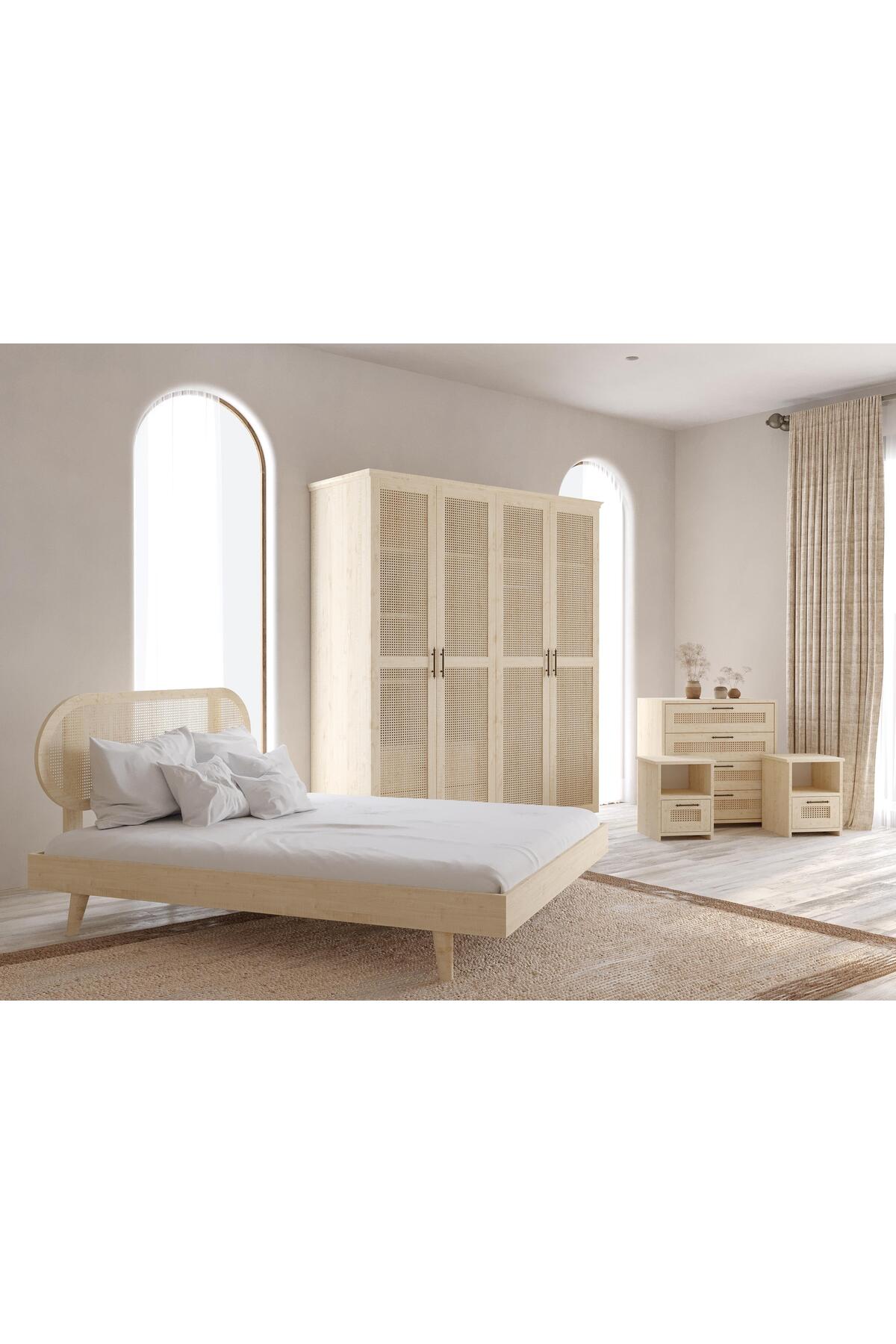 Padova Hazeranlı Masif Ahşap Yatak Odası Seti 160x200 Ceviz