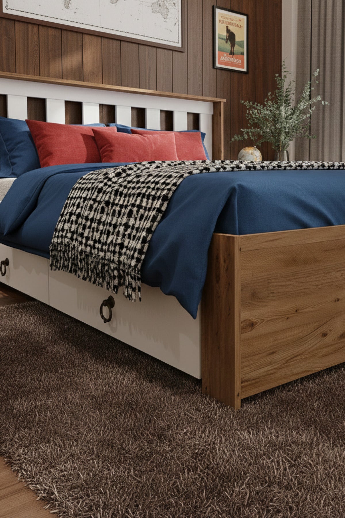 Stark 2 Çekmeceli MDF Karyola 100x200 Atlantik Çam