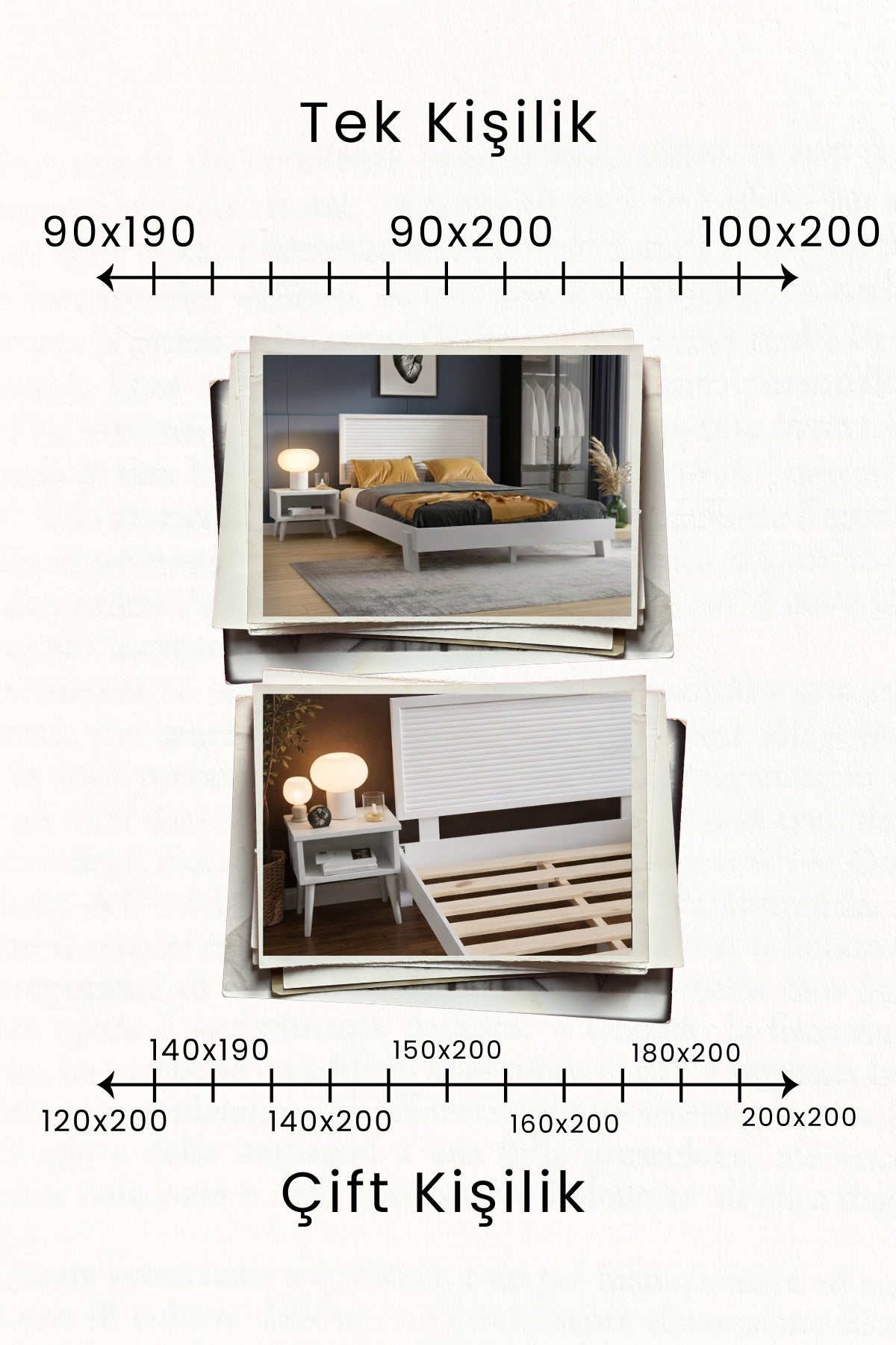 Ebruli̇ Model Yatay Başlıklı Masif Ahşap Karyola 2 Adet Komodin 160x200 Ceviz