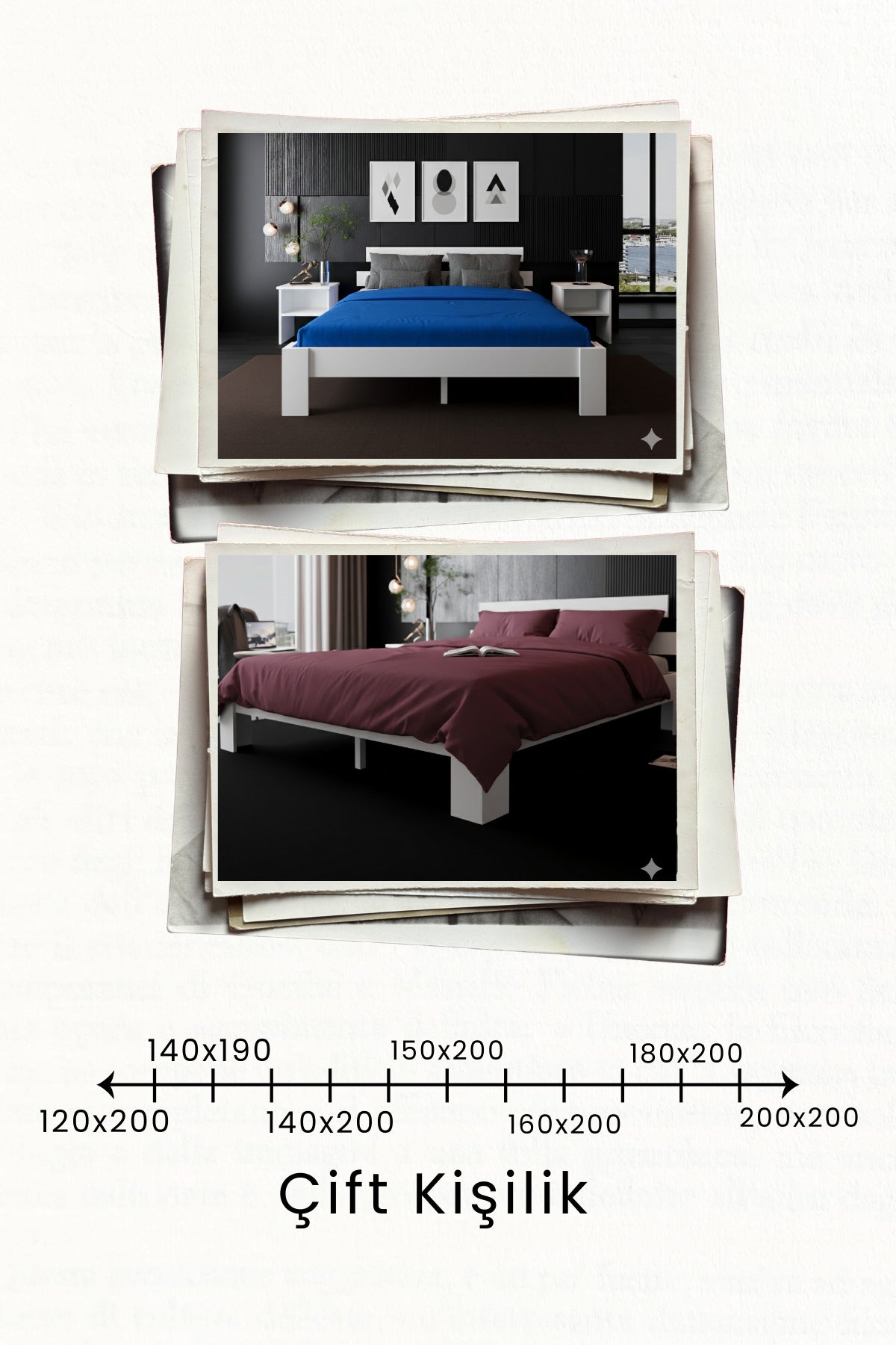 Lotus MDF Karyola 90x200 Beyaz