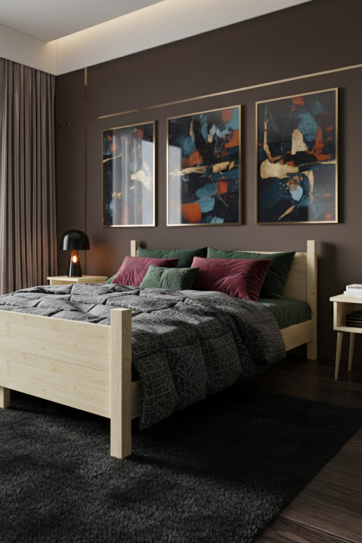 Melodi̇ Model Masif Ahşap Karyola 100x200 Doğal