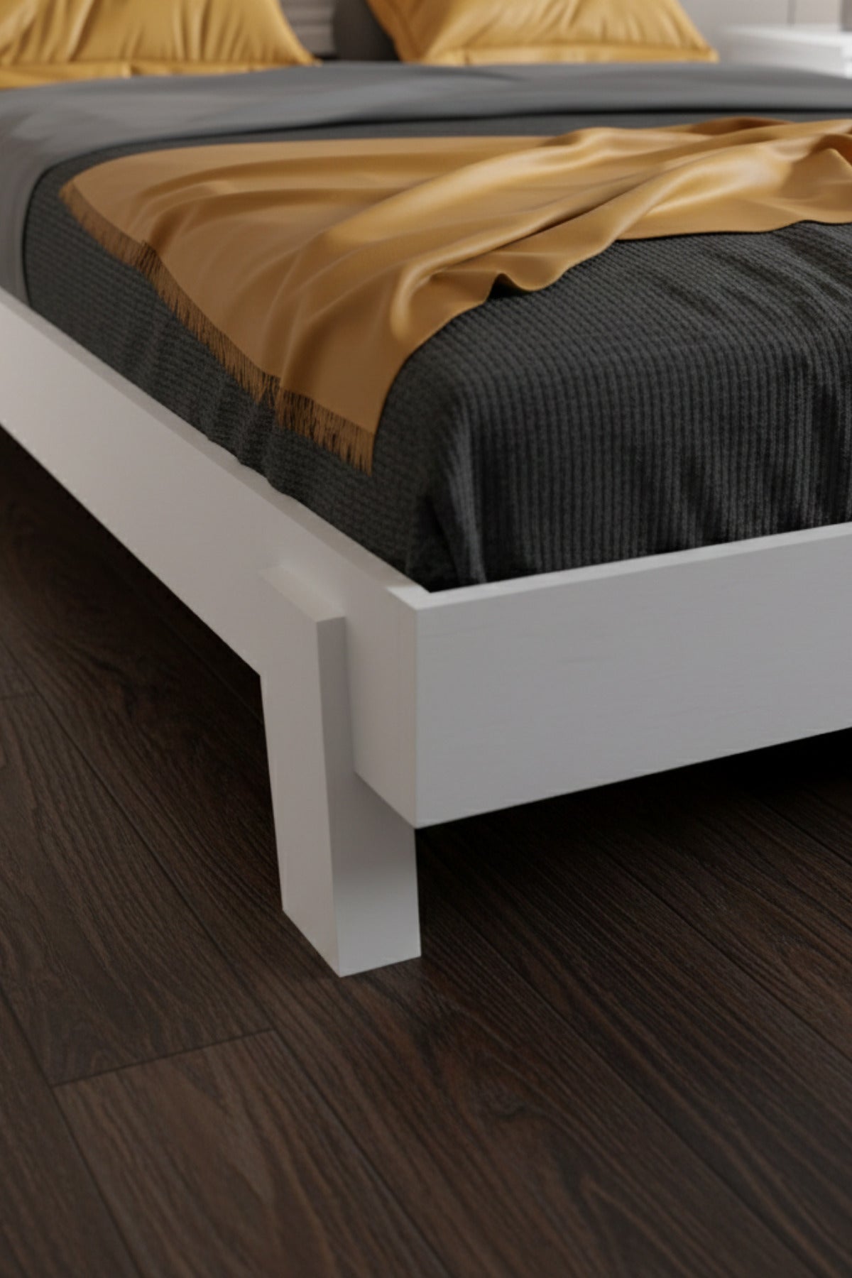 Damla Model 2 Başlıklı Masif Ahşap Karyola 2 Adet Komodin 200x200 Ceviz