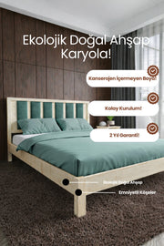 Ori̇on Model Çağla Yeşili Puf Başlıklı Masif Ahşap Karyola 90x190 Doğal