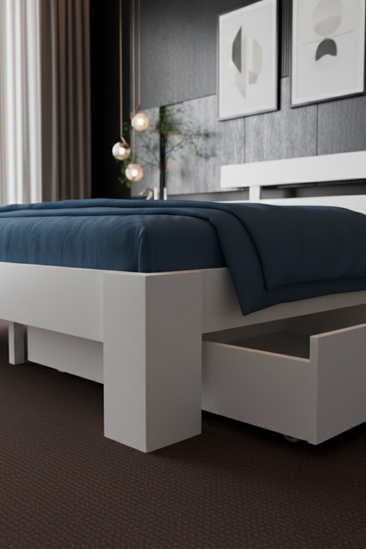 Lotus 2 Çekmeceli MDF Karyola 140x190 Beyaz