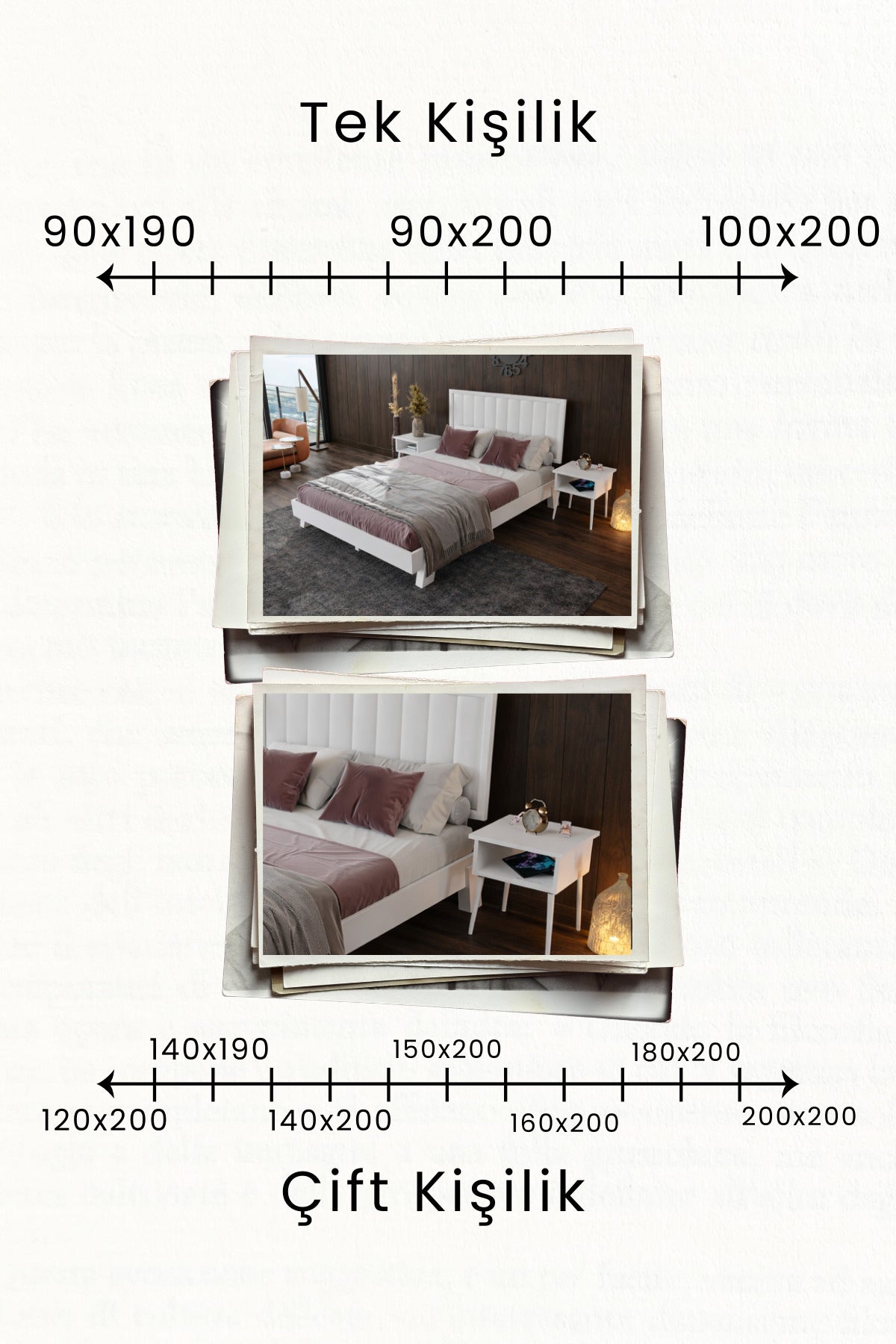 Hüma Model Dikey Başlıklı Masif Ahşap Karyola 2 Adet Komodin 140x200 Ceviz