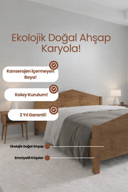 Mi̇lano Piramit Model Masif Ahşap Karyola 90x190 Doğal