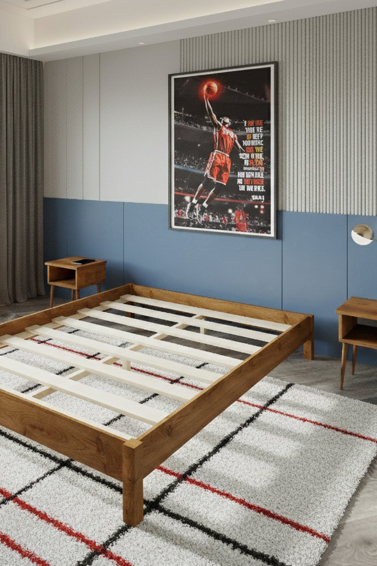 Loft Model Masif Ahşap Karyola 90x190 Ceviz