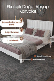 Hüma Model Dikey Başlıklı Masif Ahşap Karyola 90x190 Doğal