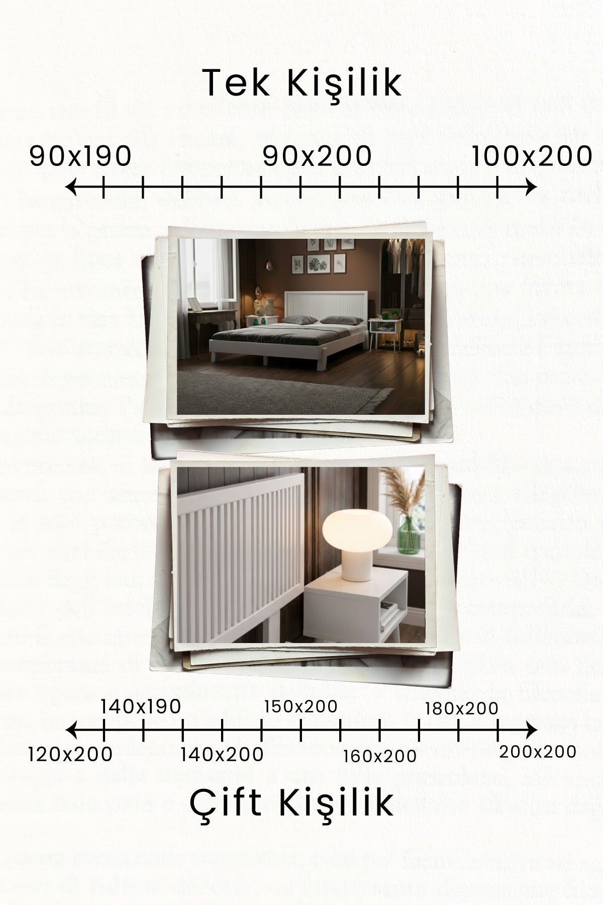 Ebruli̇ Model Dikey Başlıklı Masif Ahşap Karyola 2 Adet Komodin 150x200 Ceviz