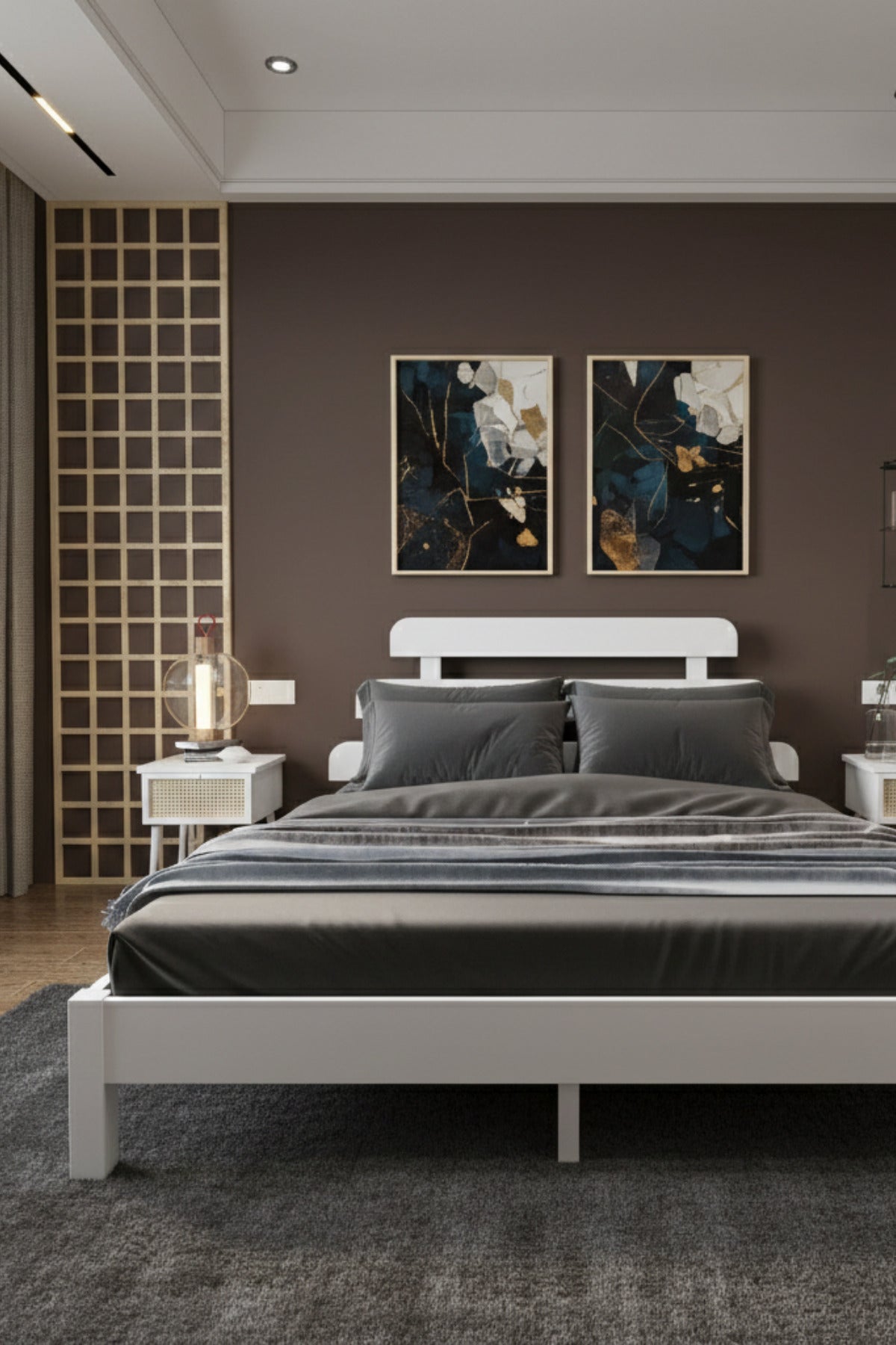 Lotus X New Model Masif Ahşap Karyola 2 Adet Komodin 150x200 Ceviz