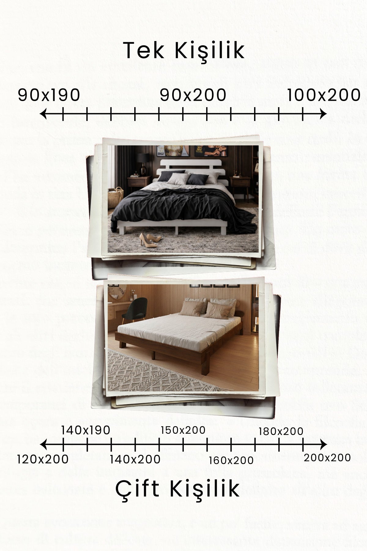 Damla Model 2 Başlıklı Masif Ahşap Karyola 2 Adet Komodin 160x200 Ceviz