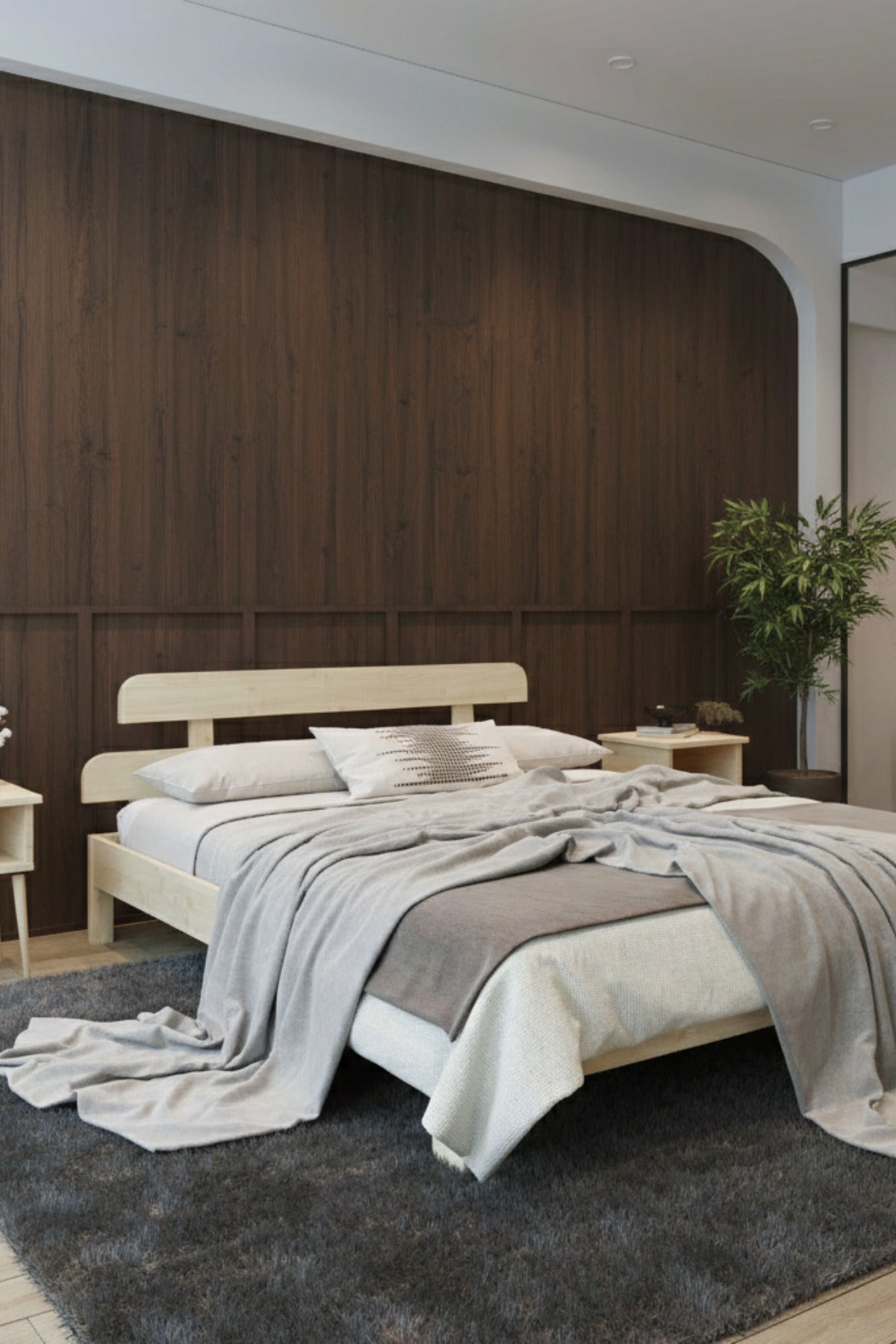 Lotus New Model Masif Ahşap Karyola 100x200 Doğal