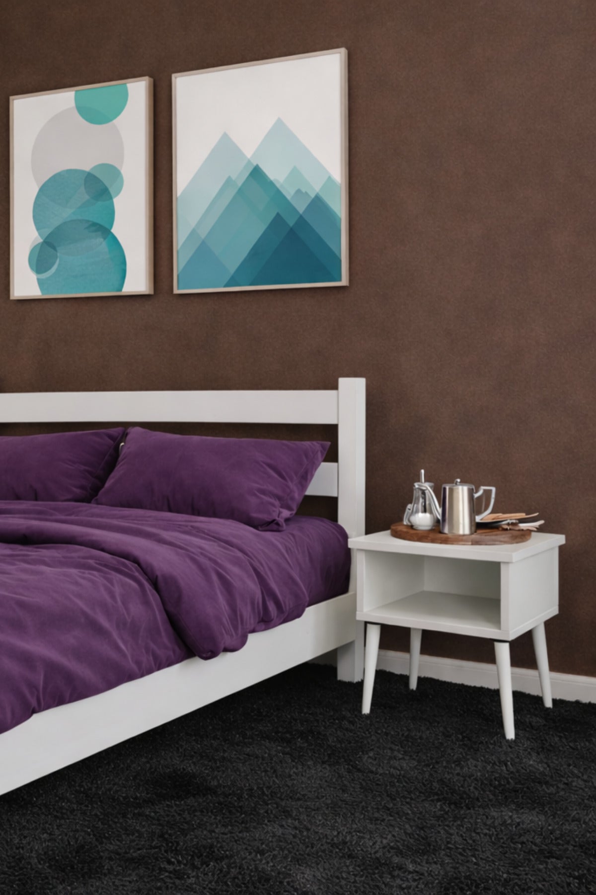 Natura Model Masif Ahşap Karyola 2 Adet Komodin 150x200 Ceviz