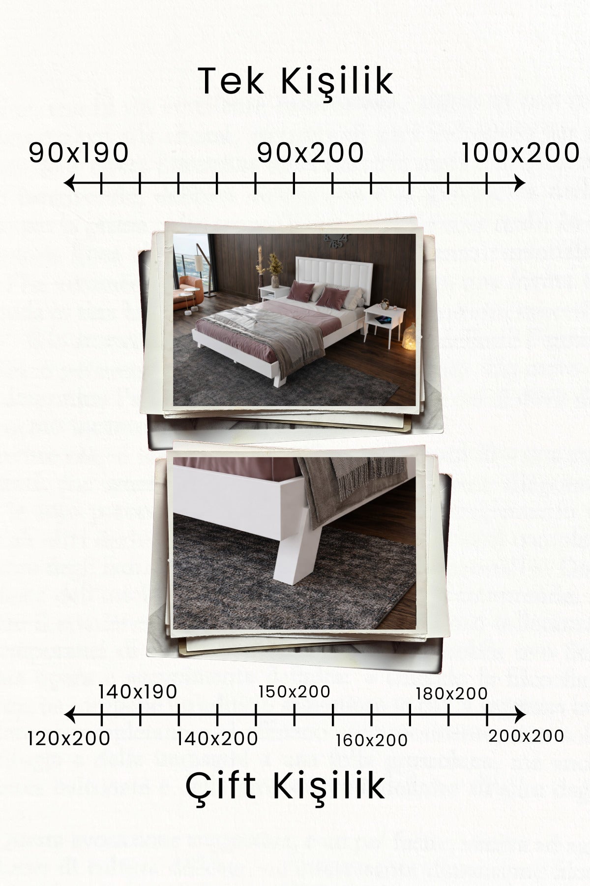 Hüma Model Dikey Başlıklı Masif Ahşap Karyola 90x200 Doğal