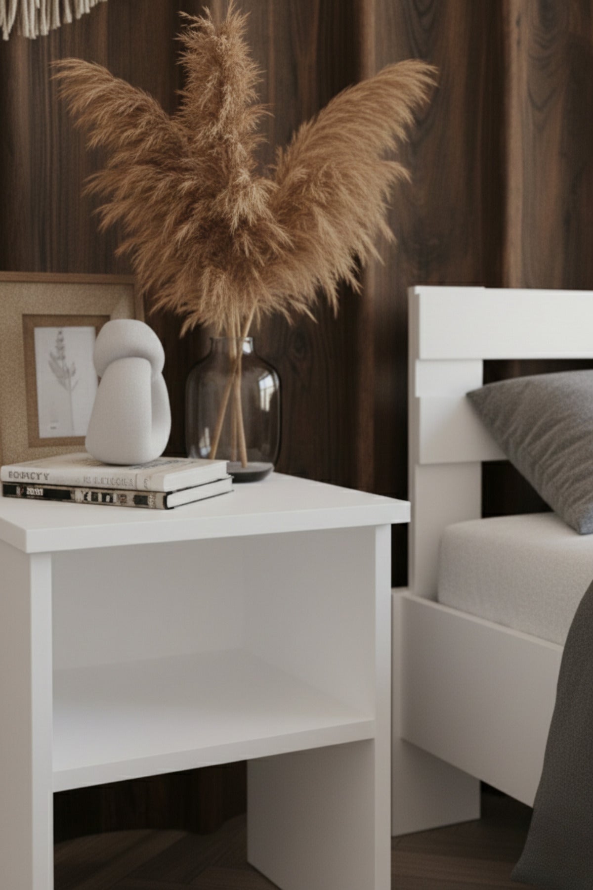 Letto MDF Karyola ve 2 Komodinli Set 140x190 Beyaz