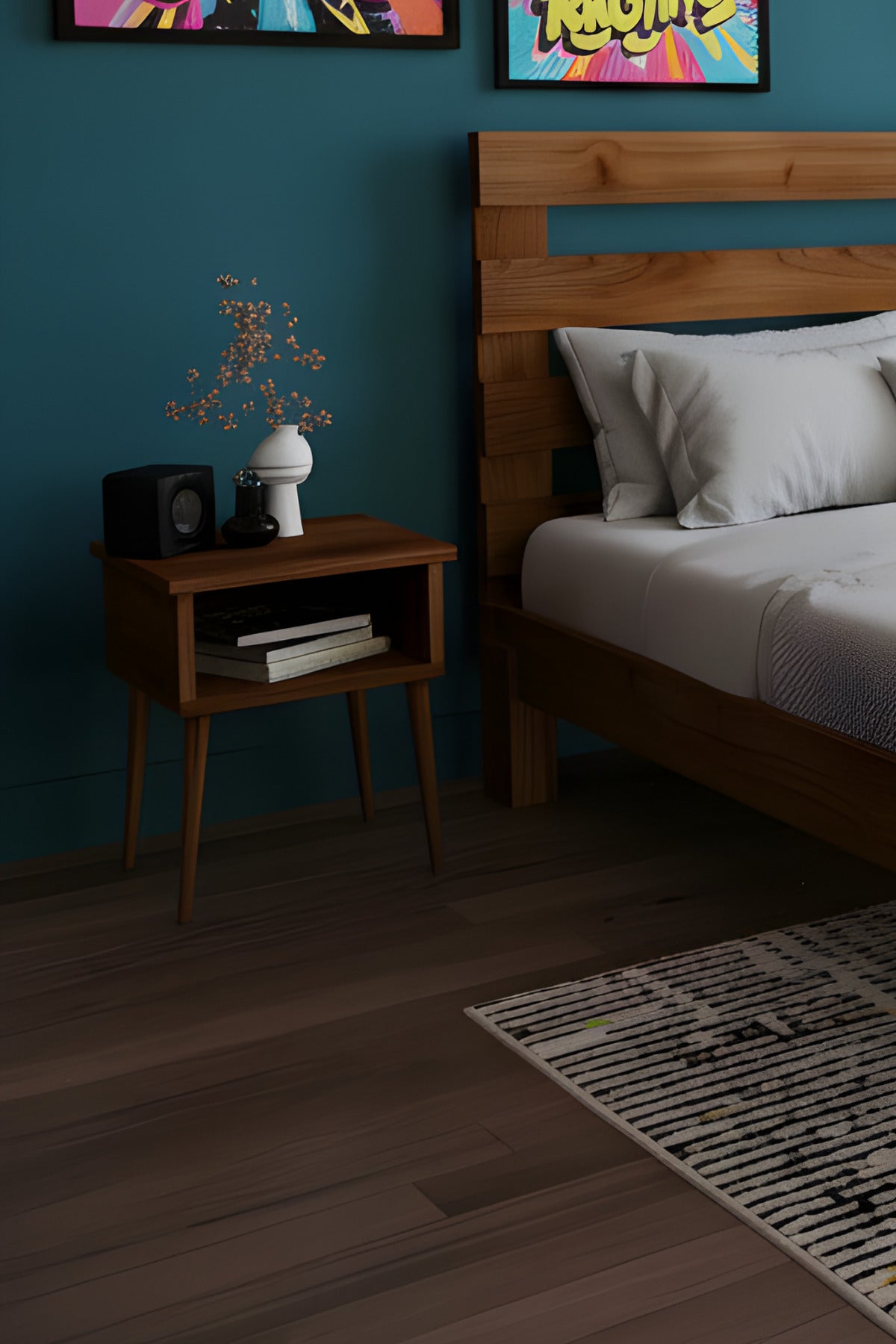 Urban Model Masif Ahşap Karyola ve 2 Adet Komodin 90x200 Ceviz
