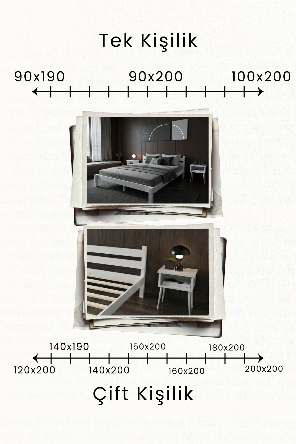 Letto Model Masif Ahşap Karyola 2 Adet Komodin 90x190 Vernikli