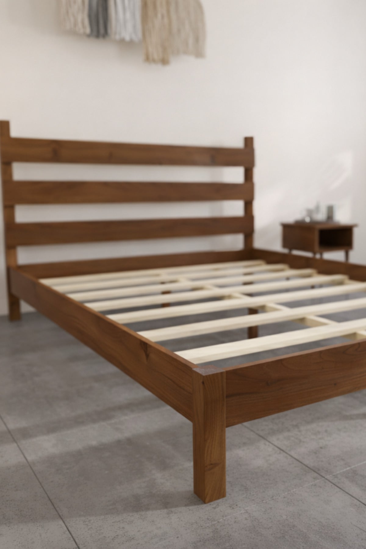 Natura Model Masif Ahşap Karyola 90x190 Ceviz