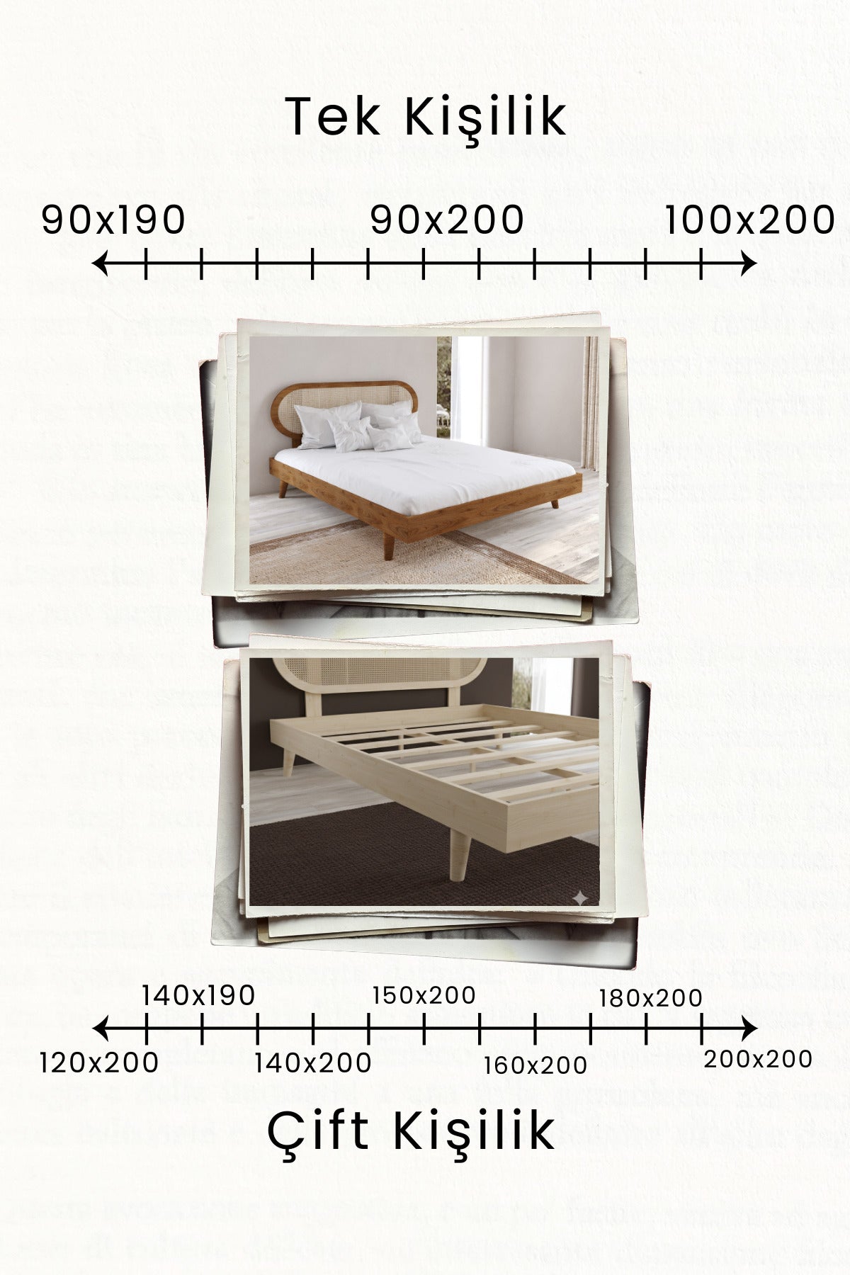 Padova Model Hazeran Başlıklı Masif Ahşap Karyola 160x200 Doğal