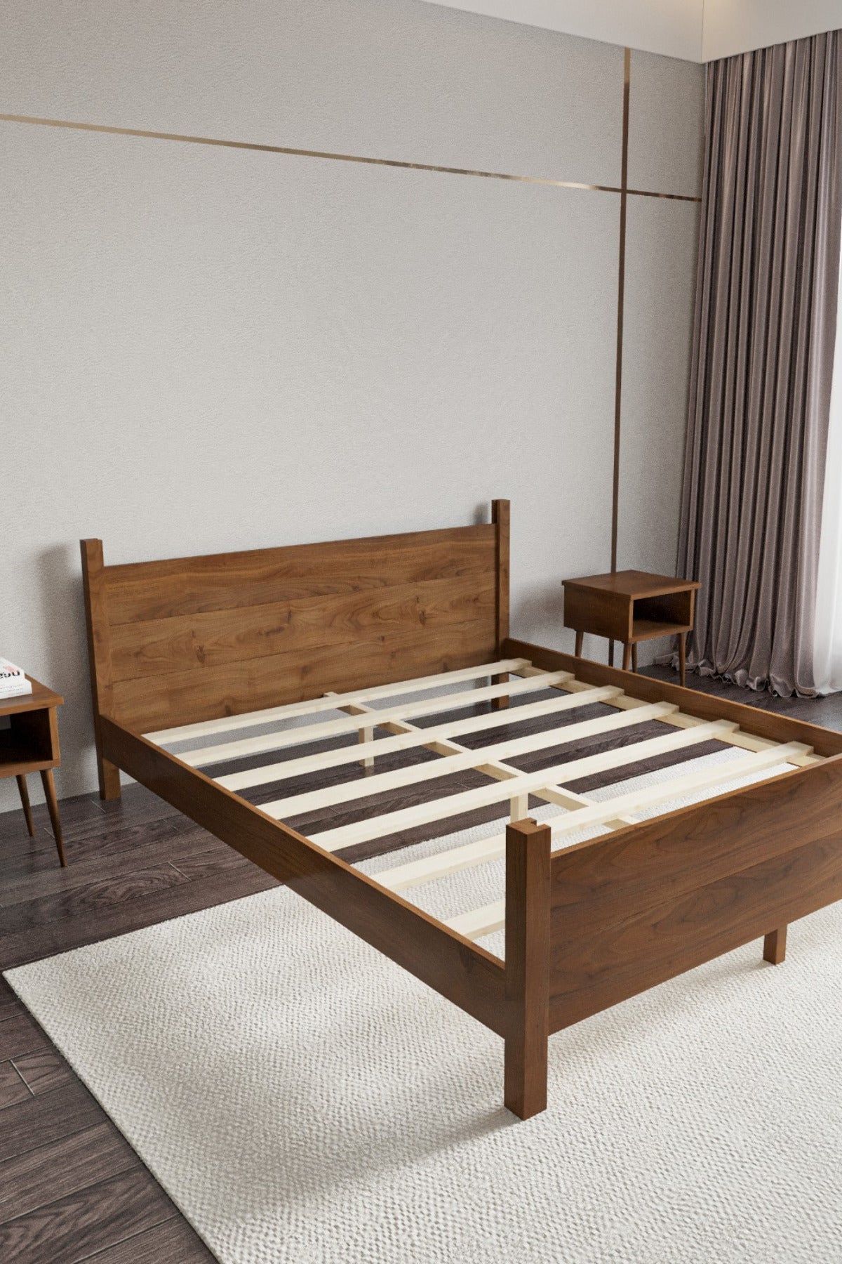 Melodi̇ Model Masif Ahşap Karyola 90x190 Ceviz